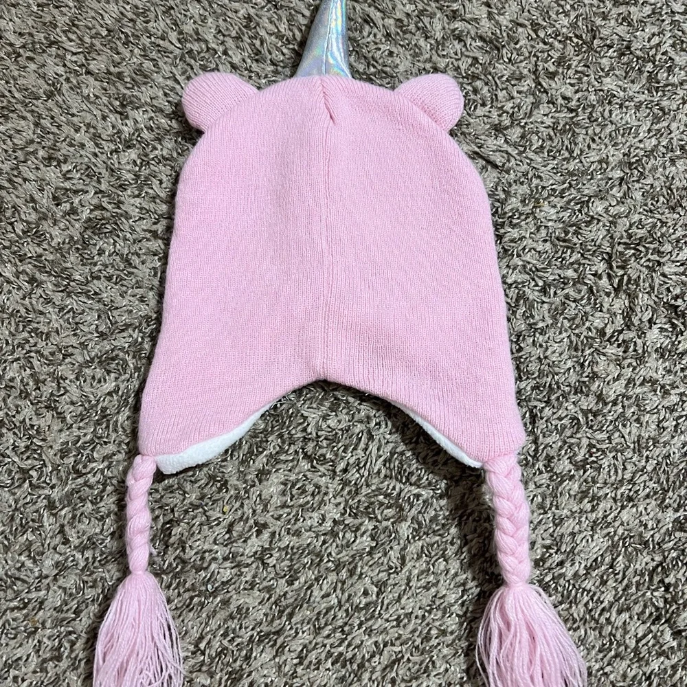 Pink Holographic Unicorn Knit Hat